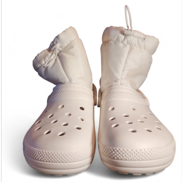 Unisex Crocs Classic Lined Neo Puff White Winter Snow Rain Boots Men 12 EUC Warm - Picture 2 of 6